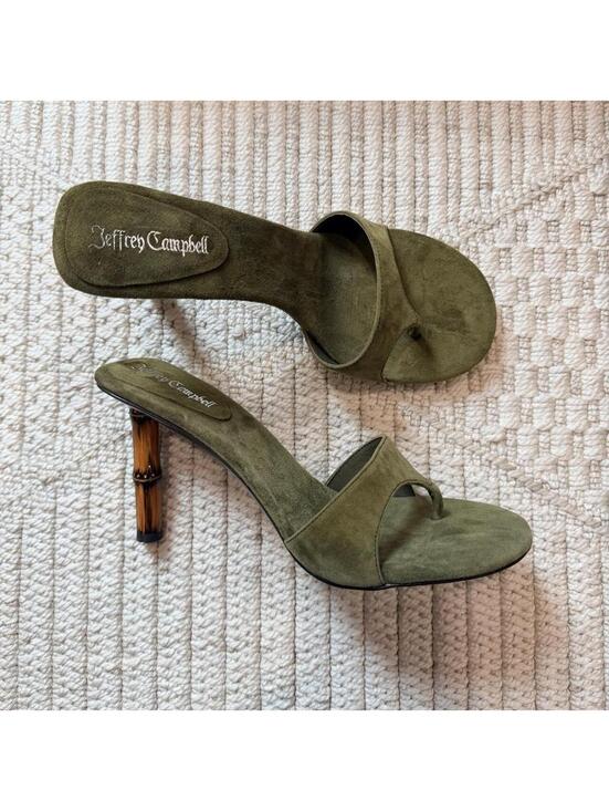 Jeffrey Campbell Shoes - SOLD Jeffrey Campbell Linette Suede Bamboo Heel Thong Sandals